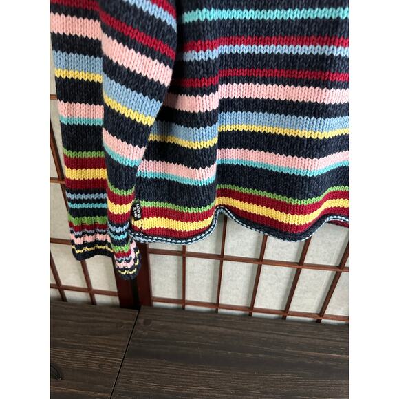 Liz Claiborne button-up cardigan with multi-color horizontal stripes - Picture 7 of 8